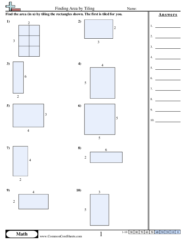 Finding Area by Tiling worksheet